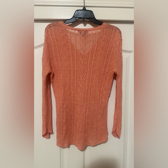 Women’s Lauren Ralph Lauren Light Orange 100% Linen V Neck Sweater.‎ Size Large. - Picture 6 of 6